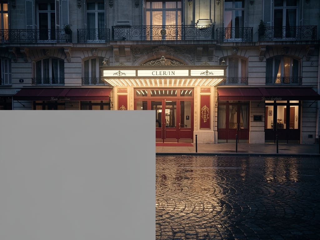 Quartier de théâtre parisien éclairé en soirée
